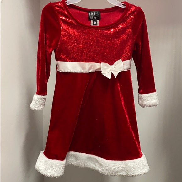 3T pink and violet red velvet Christmas dress